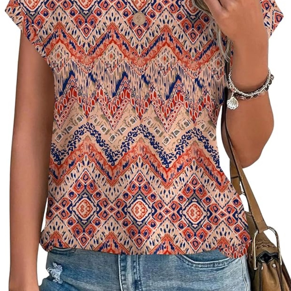 Women's Geometric Print Top - Multicolor XL